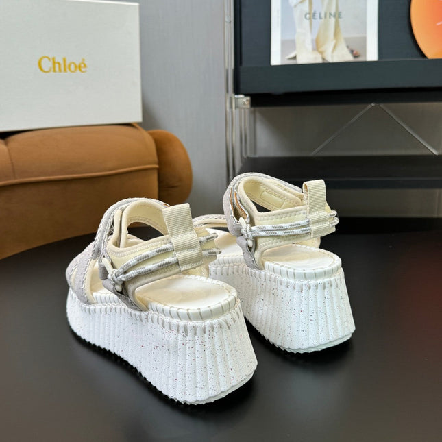 NAMA WEDGE SANDAL 8 CM IN PASTEL GREY SUEDE AND WHITE RUBBER