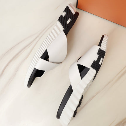 HM INFRA SANDAL WHITE AND BLACK LAMBSKIN
