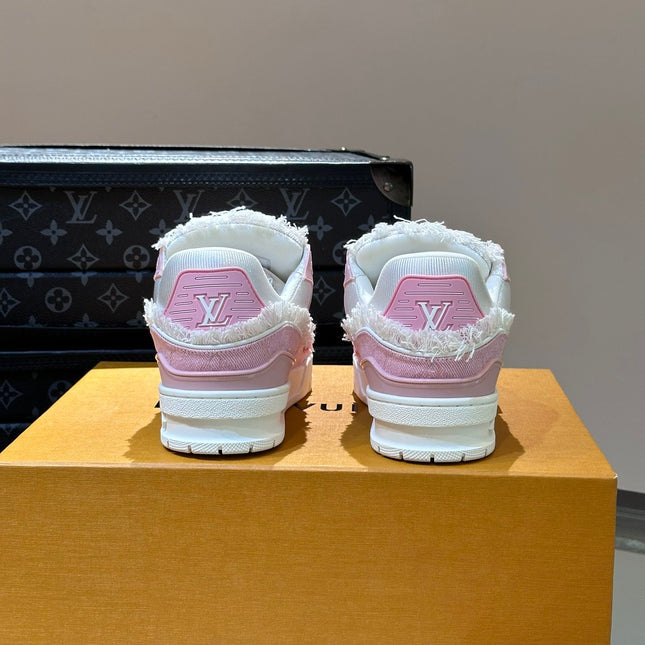 LV TRAINER SNEAKER LIGHT PINK FABRIC AND SUEDE