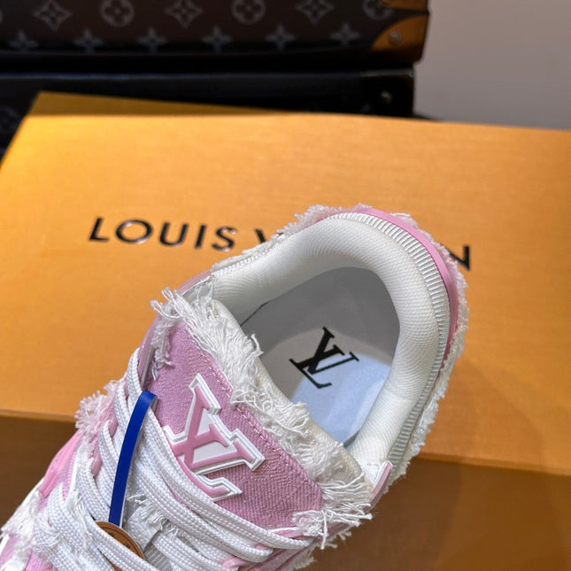 LV TRAINER SNEAKER LIGHT PINK FABRIC AND SUEDE