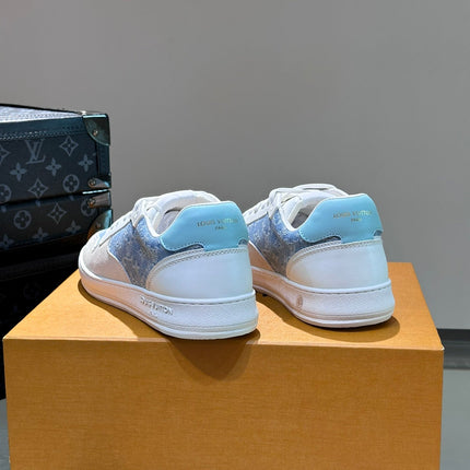 LV SNEAKER WHITE SUEDE CALFSKIN MIX BLUE DENIM