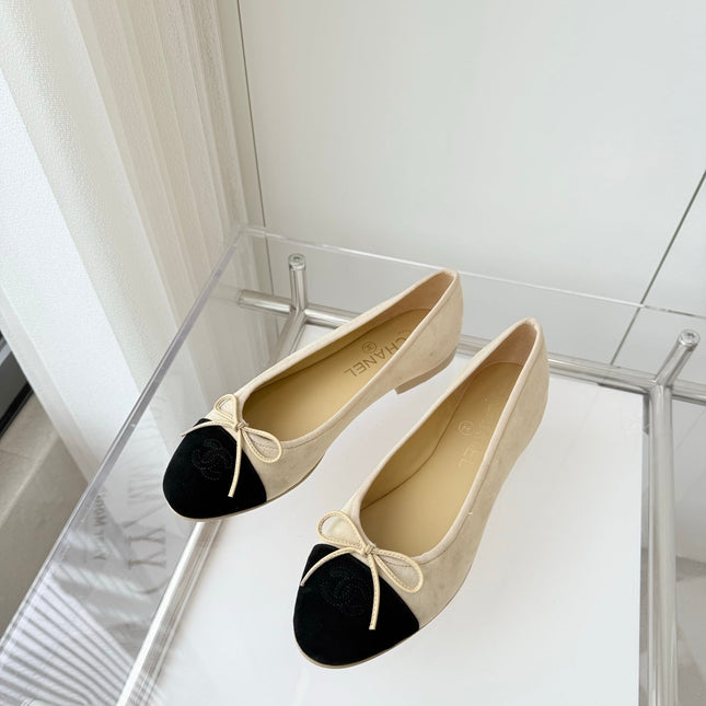BALLET FLAT IN LIGHT YELLOW MIX BLACK SUEDE