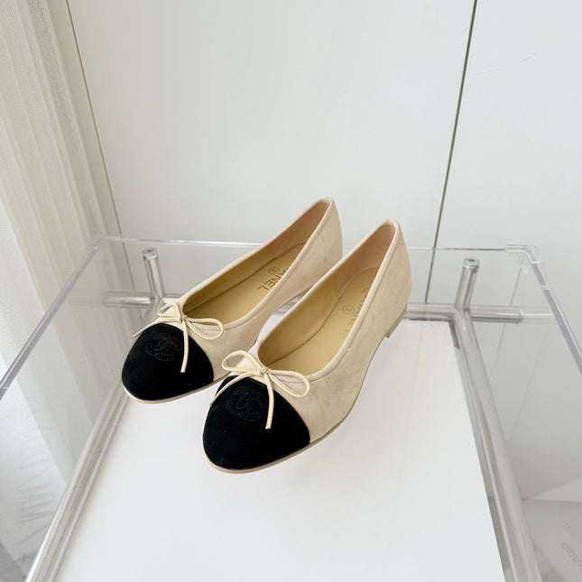 BALLET FLAT IN LIGHT YELLOW MIX BLACK SUEDE