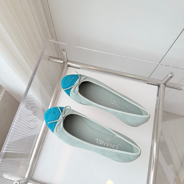 BALLET FLAT IN CERULEAN BLUE MIX PEARL GRAY SUEDE