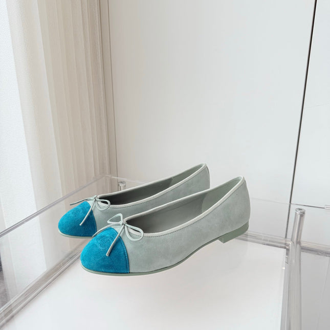 BALLET FLAT IN CERULEAN BLUE MIX PEARL GRAY SUEDE