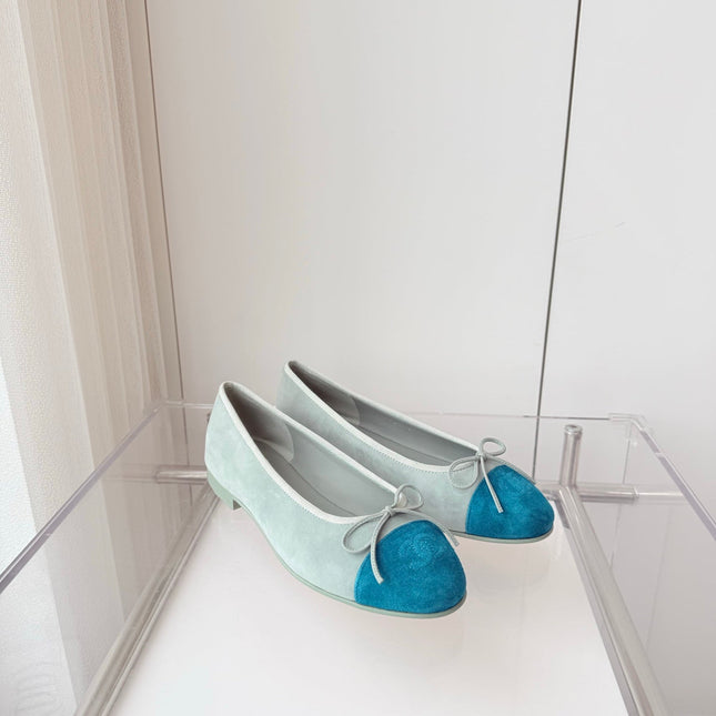 BALLET FLAT IN CERULEAN BLUE MIX PEARL GRAY SUEDE