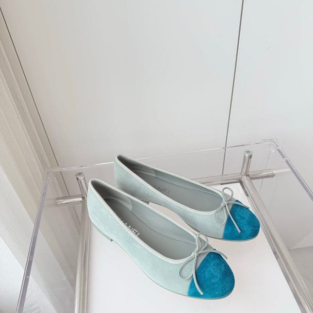 BALLET FLAT IN CERULEAN BLUE MIX PEARL GRAY SUEDE