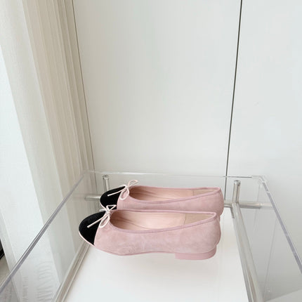 BALLET FLAT IN BABY PINK MIX BLACK SUEDE