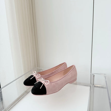 BALLET FLAT IN BABY PINK MIX BLACK SUEDE