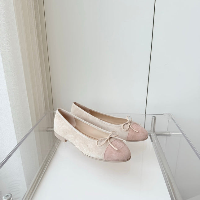 BALLET FLAT IN LIGHT PINK MIX PALE GRAY SUEDE