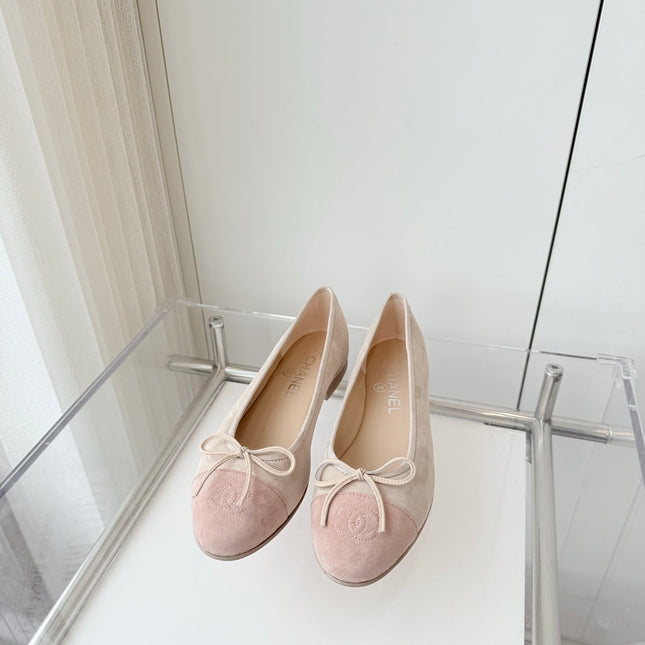 BALLET FLAT IN LIGHT PINK MIX PALE GRAY SUEDE