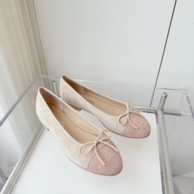 BALLET FLAT IN LIGHT PINK MIX PALE GRAY SUEDE