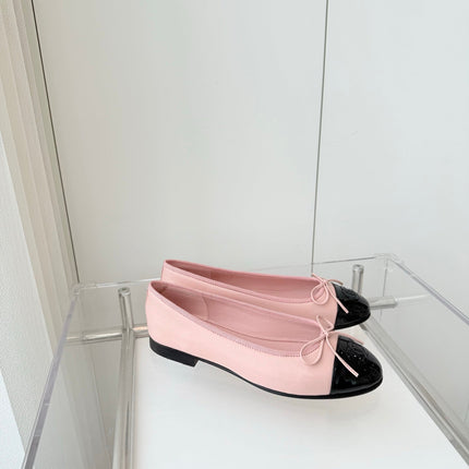 BALLET FLAT IN BABY PINK MIX BLACK CALFSKIN