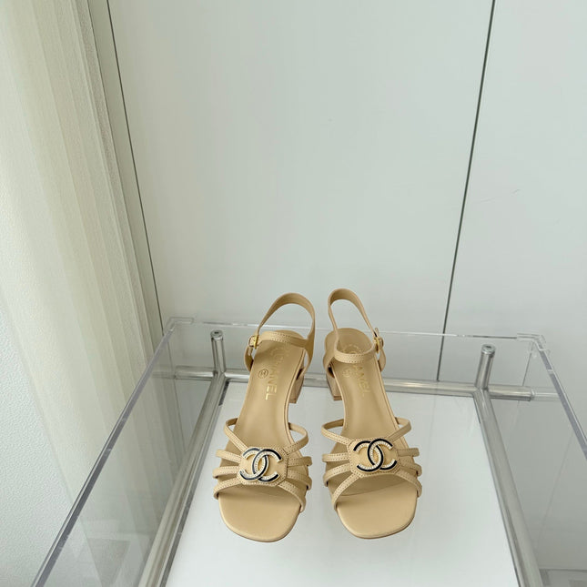 MID HEEL SANDALS IN FLAX YELLOW LAMBSKIN