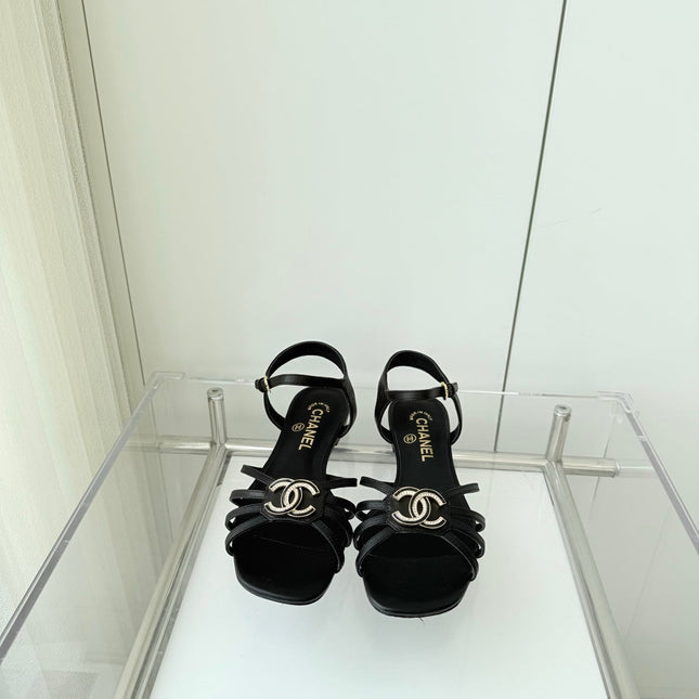 FLAT SANDALS 1 CM IN BLACK LAMBSKIN
