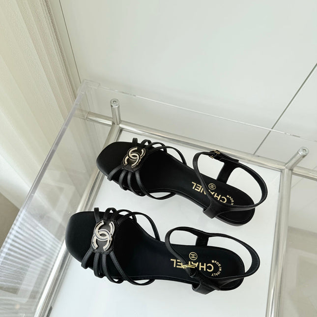 FLAT SANDALS 1 CM IN BLACK LAMBSKIN