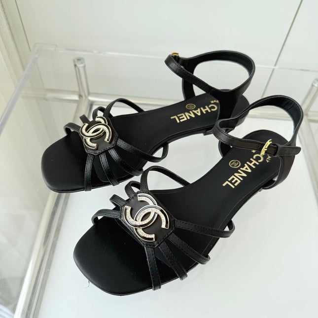 FLAT SANDALS 1 CM IN BLACK LAMBSKIN