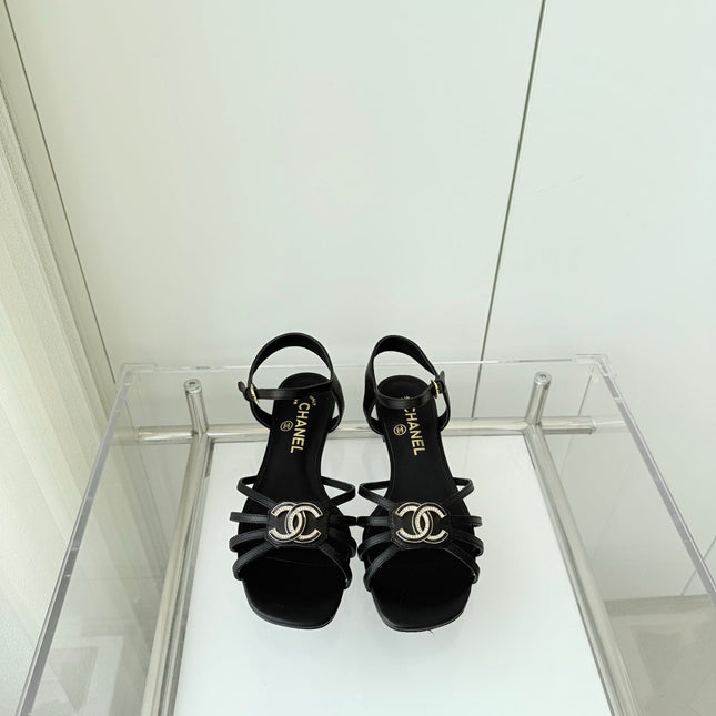 FLAT SANDALS 1 CM IN BLACK LAMBSKIN