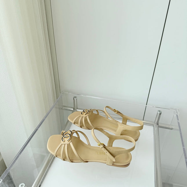 FLAT SANDALS 1 CM IN FLAX YELLOW LAMBSKIN