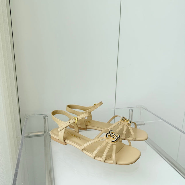 FLAT SANDALS 1 CM IN FLAX YELLOW LAMBSKIN