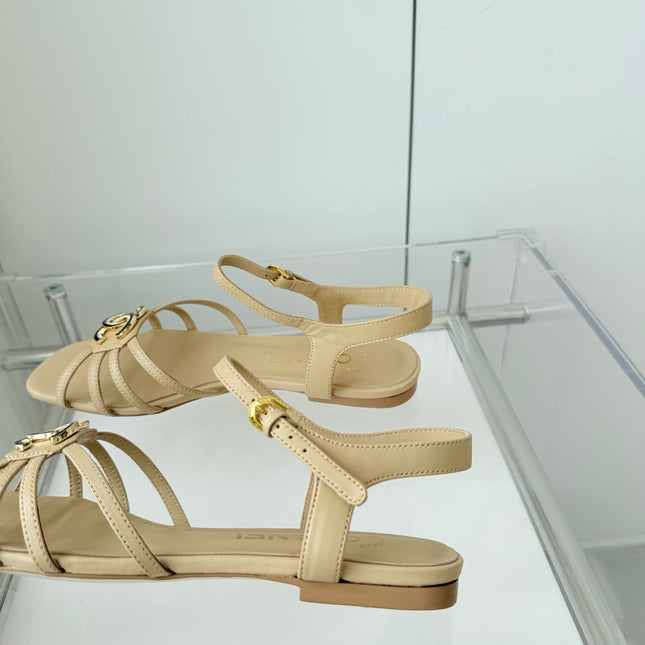 FLAT SANDALS 1 CM IN FLAX YELLOW LAMBSKIN