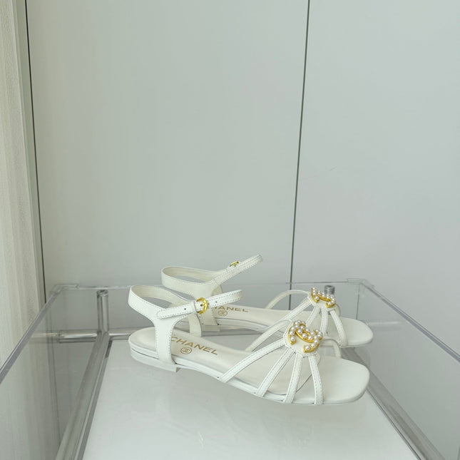 FLAT SANDALS 1 CM IN WHITE LAMBSKIN