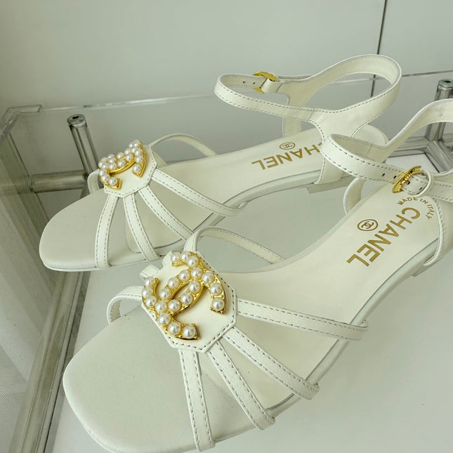 FLAT SANDALS 1 CM IN WHITE LAMBSKIN