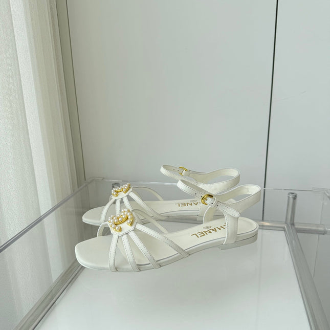 FLAT SANDALS 1 CM IN WHITE LAMBSKIN