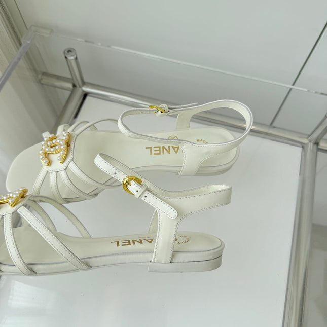 FLAT SANDALS 1 CM IN WHITE LAMBSKIN