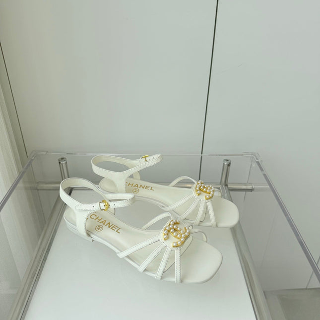 FLAT SANDALS 1 CM IN WHITE LAMBSKIN