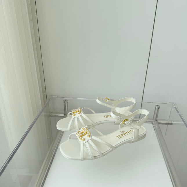 FLAT SANDALS 1 CM IN WHITE LAMBSKIN