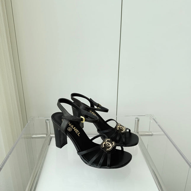 HIGH HEEL SANDALS 85 MM IN BLACK LAMBSKIN