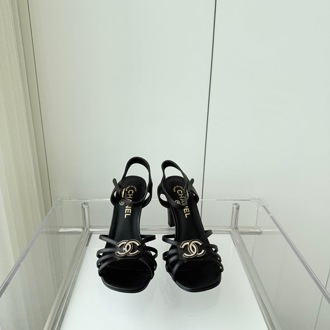 HIGH HEEL SANDALS 85 MM IN BLACK LAMBSKIN