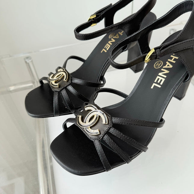 HIGH HEEL SANDALS 85 MM IN BLACK LAMBSKIN