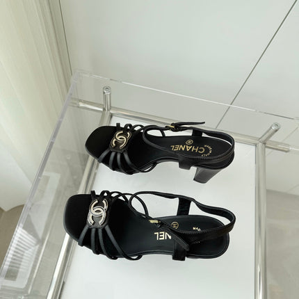 HIGH HEEL SANDALS 85 MM IN BLACK LAMBSKIN