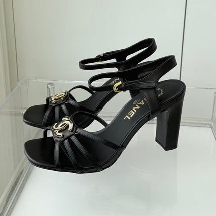 HIGH HEEL SANDALS 85 MM IN BLACK LAMBSKIN