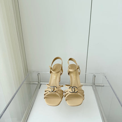 HIGH HEEL SANDALS 85 MM IN FLAX YELLOW LAMBSKIN