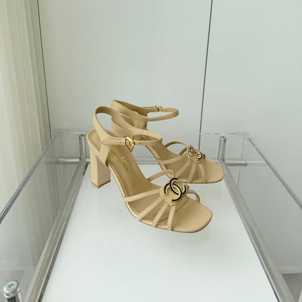 HIGH HEEL SANDALS 85 MM IN FLAX YELLOW LAMBSKIN