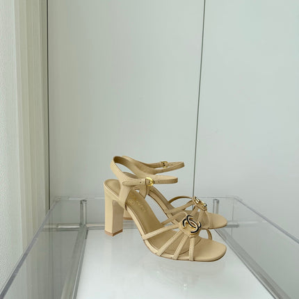 HIGH HEEL SANDALS 85 MM IN FLAX YELLOW LAMBSKIN