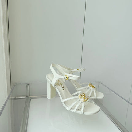 HIGH HEEL SANDALS 85 MM IN WHITE LAMBSKIN