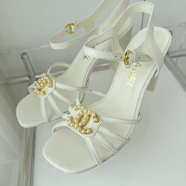 HIGH HEEL SANDALS 85 MM IN WHITE LAMBSKIN