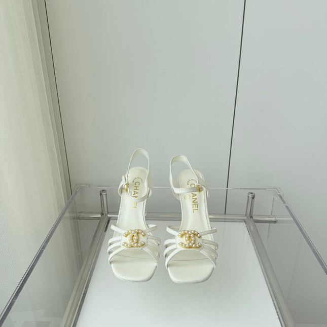 HIGH HEEL SANDALS 85 MM IN WHITE LAMBSKIN