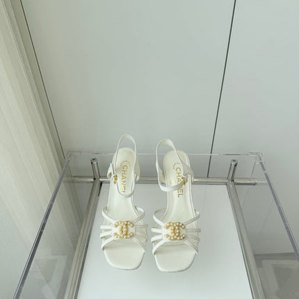 HIGH HEEL SANDALS 85 MM IN WHITE LAMBSKIN