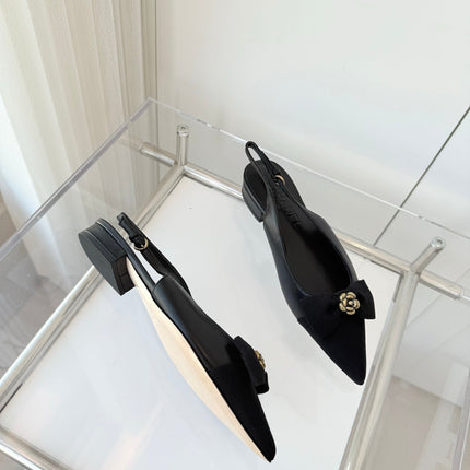 SLINGBACKS 18 MM IN BLACK CALFSKIN MIX CANVAS