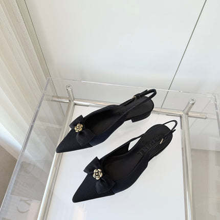 SLINGBACKS 18 MM IN BLACK CALFSKIN MIX CANVAS