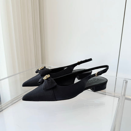 SLINGBACKS 18 MM IN BLACK CALFSKIN MIX CANVAS