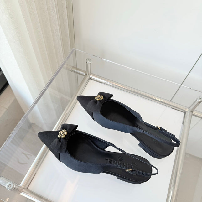 SLINGBACKS 18 MM IN BLACK CALFSKIN MIX CANVAS