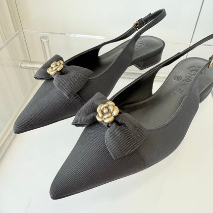 SLINGBACKS 18 MM IN BLACK CALFSKIN MIX CANVAS