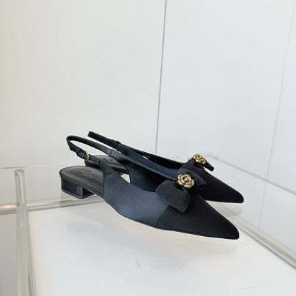 SLINGBACKS 18 MM IN BLACK CALFSKIN MIX CANVAS