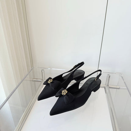 SLINGBACKS 18 MM IN BLACK CALFSKIN MIX CANVAS